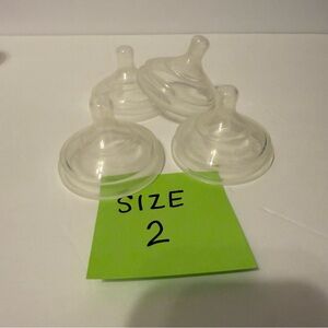 (4) Boon Clear Baby Bottle Nipples - Size 2